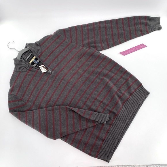 Prince & Fox Gray/Wine Zipper Pull Men’s Sweater - Picture 7 of 9